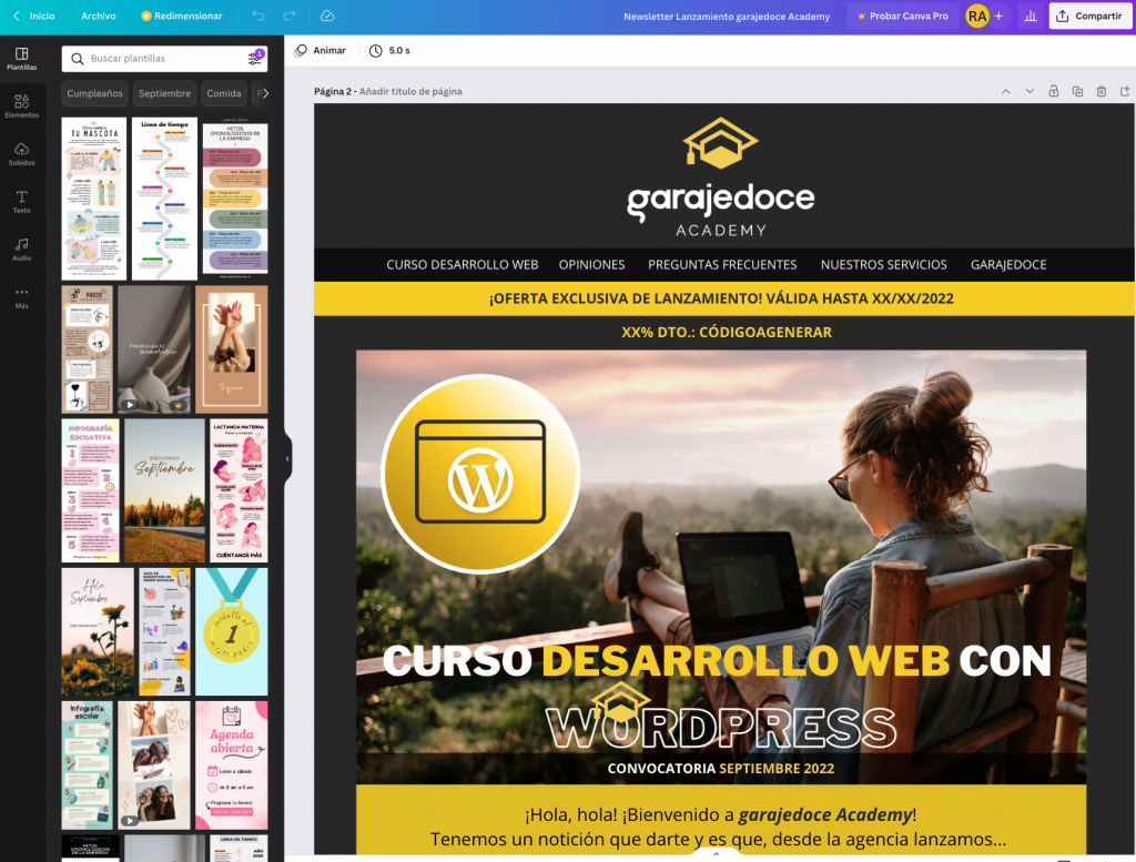 mockup en canva ejemplos newsletter 