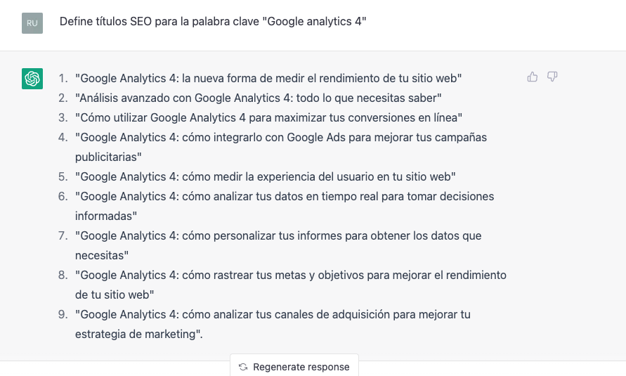 Define títulos orientados a SEO junto al chat gpt y aprende a hacerlo con garajedoce.