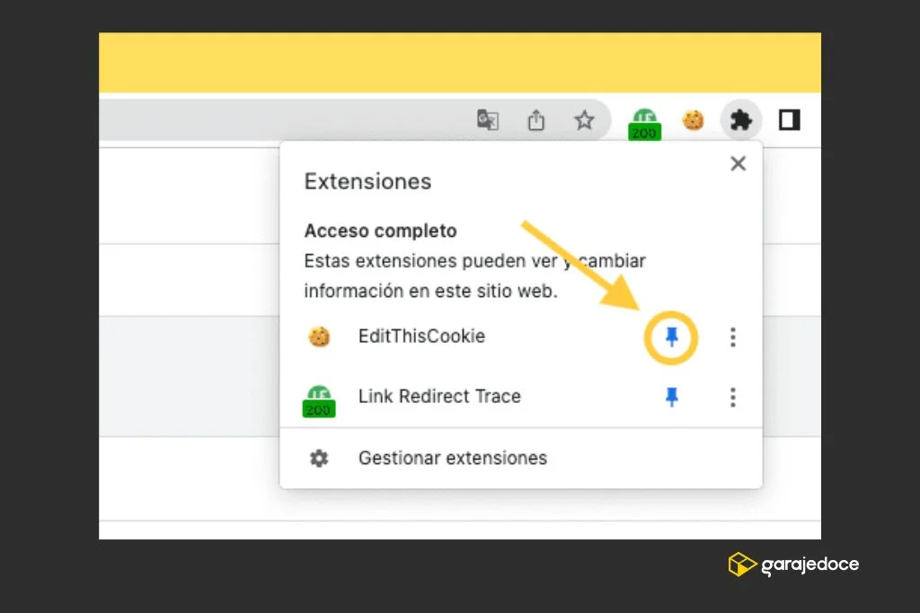 Fija la extensión en tu navegador para analizar rápida y sencillamente la normativa web.
