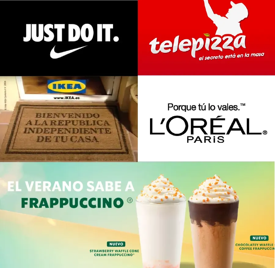 Slogans de distintas marcas como ejemplo de buenos copys publicitarios.