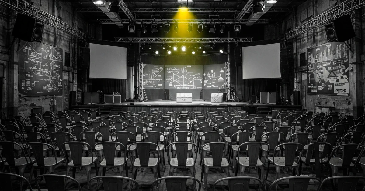 Salón de actos donde se va a celebrar congresos y eventos de marketing.