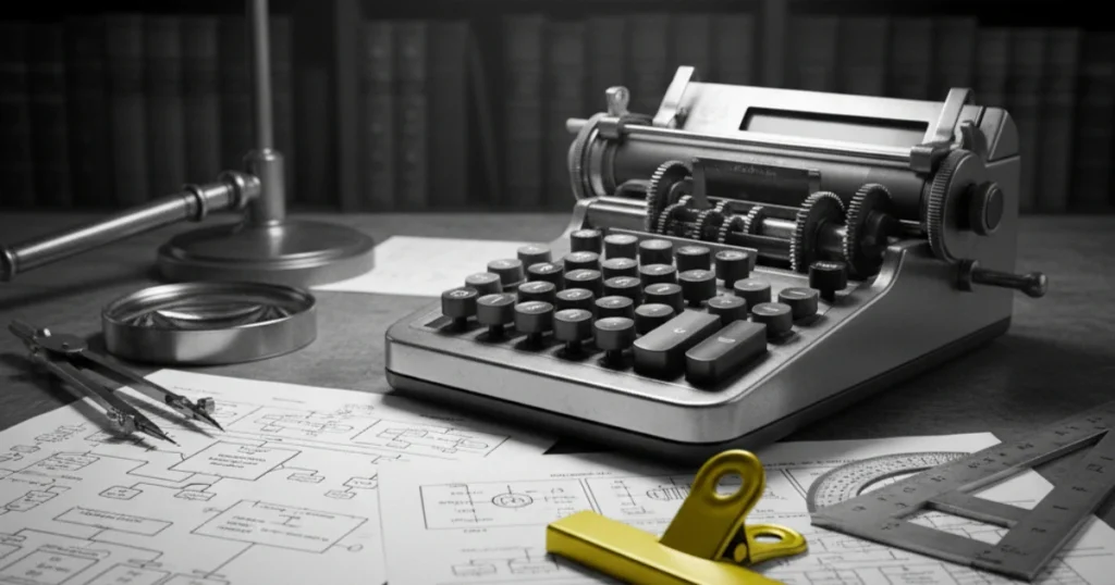 Máquina de escribir para definir las fórmulas nombradas en el glosario de marketing de garajedoce.